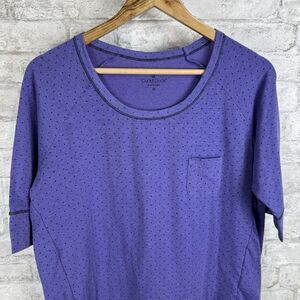Cuddl Duds Size M Pocket T Shirt Pajama Top Purple Dot Soft Knit‎ Short Sleeve